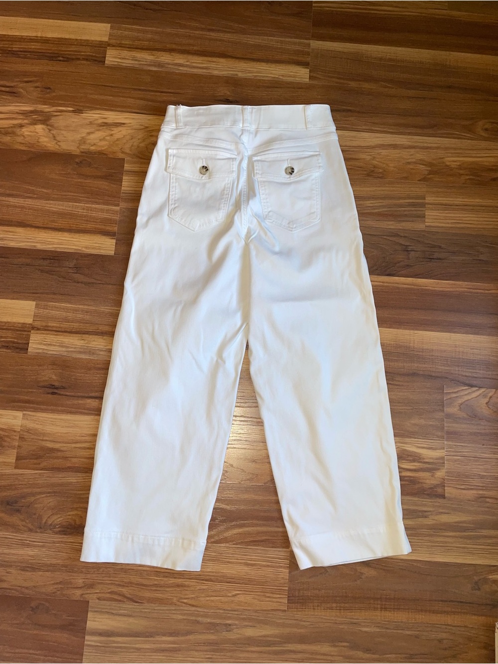 Spanx Stretch Twill Cropped Wide Leg Bright White Pant Women’s Medium - Picture 4 of 4